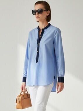 Tory Burch Blue Cotton Tunic Top US 4